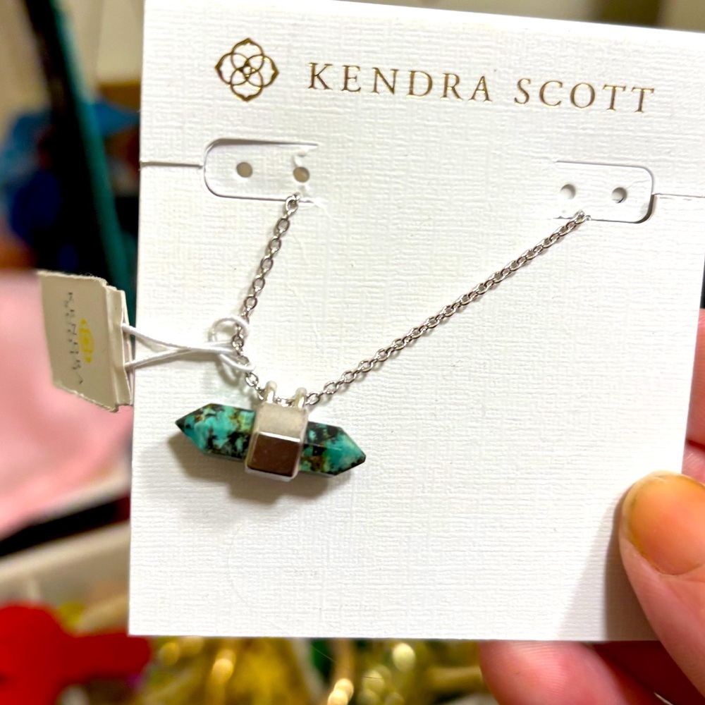 Kendra Scott, turquoise necklace.
